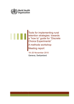 Tools for implementing rural retention strategies: towards Choice Experiments&rdquo;