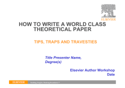 HOW TO WRITE A WORLD CLASS THEORETICAL PAPER TIPS, TRAPS AND TRAVESTIES