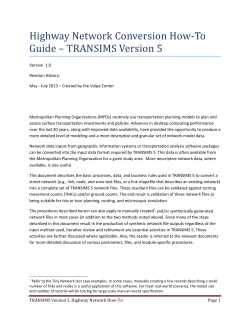 Highway Network Conversion How-To Guide – TRANSIMS Version 5