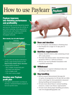 How to use Paylean T Paylean improves late-finishing performance