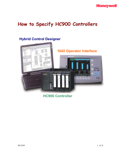 How to Specify HC900 Controllers Hybrid Control Designer 1042 Operator Interface