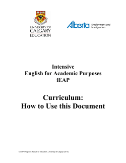 Curriculum: How to Use this Document Intensive English for Academic Purposes