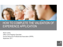 HOW TO COMPLETE THE VALIDATION OF EXPERIENCE APPLICATION