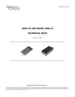 HOW TO USE MODEL 9601-D  TECHNICAL NOTE TN2007-611-V2.0.0