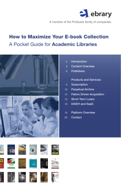 How to Maximize Your E-book Collection Academic Libraries A Pocket Guide for