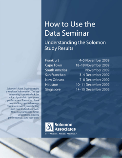 How to Use the Data Seminar Understanding the Solomon Study Results