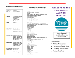 WELCOME TO THE CASCADE K-8 AUCTION