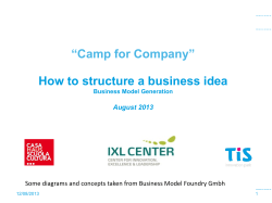 “Camp for Company” How to structure a business idea  August 2013