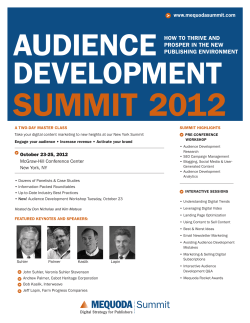 SUMMIT 2012 AUDIENCE DEVELOPMENT HOW TO THRIVE AND
