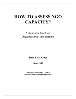 HOW TO ASSESS NGO CAPACITY? A Resource Book on