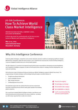 How To Achieve World Class Market Intelligence 7th GIA Conference: