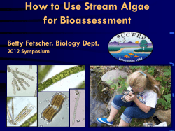 How to Use Stream Algae for Bioassessment Betty Fetscher, Biology Dept. 2012 Symposium