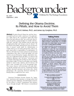 Defining the Obama Doctrine, Its Pitfalls, and How to Avoid Them