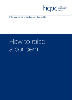 How to raise a concern Information for members of the public