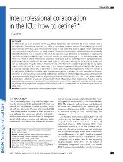 Interprofessional collaboration in the ICU: how to define?* Louise Rose