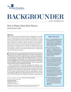 BACKGROUNDER How to Make China More Honest Key Points