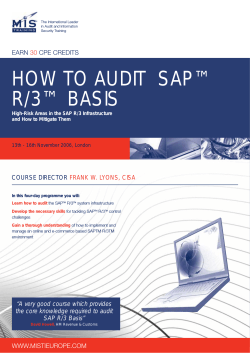 HOW TO AUDIT  SAP™ R/3™ BASIS EARN CPE CREDITS