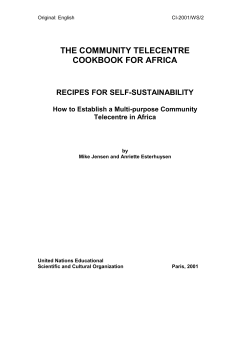 THE COMMUNITY TELECENTRE COOKBOOK FOR AFRICA RECIPES FOR SELF-SUSTAINABILITY