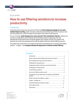 How to use filtering solutions to increase productivity BLUE PAPER Introduction