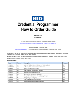 Credential Programmer How to Order Guide D00541, B.1 October 2013