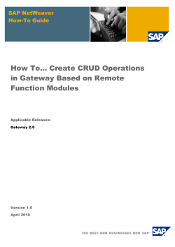 How To... Create CRUD Operations in Gateway Based on Remote Function Modules