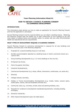 Town Planning Information Sheet 01 TO COMMENCE DEVELOPMENT