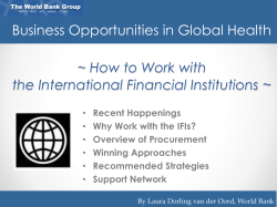 ~ ~ How to Work with the International Financial Institutions
