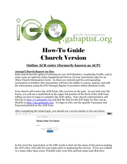 How-To Guide Church Version Online ACR entry (formerly known as ACP)