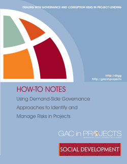 HOW-TO NOTES Using Demand-Side Governance Approaches to Identify and Manage Risks in Projects