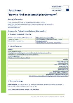 Fact Sheet “How to Find an Internship in Germany”  General Information: