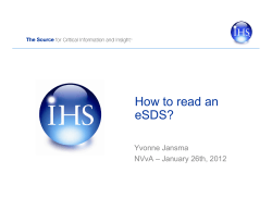 How to read an eSDS? Yvonne Jansma NVvA – January 26th, 2012
