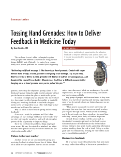 Tossing Hand Grenades: How to Deliver Feedback in Medicine Today Communication