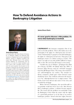 How To Defend Avoidance Actions In Bankruptcy Litigation James Bruce Davis