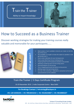 T How to Succeed as a Business Trainer t rain