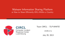Malware Information Sharing Platform Team CIRCL - TLP:WHITE July 29, 2013