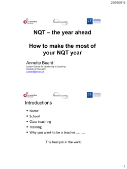 – the year ahead NQT  How to make the most of