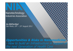 Opportunities &amp; Risks in Nanomedicine the next Generation of Health Care