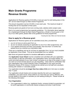 Main Grants Programme Revenue Grants