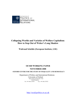 Collapsing Worlds and Varieties of Welfare Capitalism: OCSID WORKING PAPER