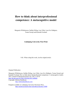 How to think about interprofessional competence: A metacognitive model