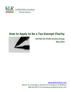 How to Apply to be a Tax-Exempt Charity  www.KahnLitwin.com