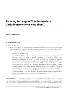 Planning Techniques With Partnerships (Including How To Unwind Them)