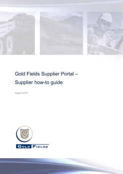– Gold Fields Supplier Portal Supplier how-to guide
