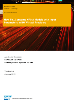 How To...Consume HANA Models with Input Parameters in BW Virtual Providers