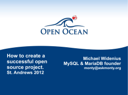 How to create a successful open source project. Michael Widenius