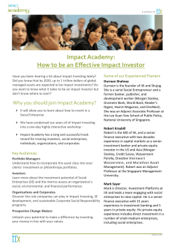 Impact Academy: How to be an Effective Impact Investor