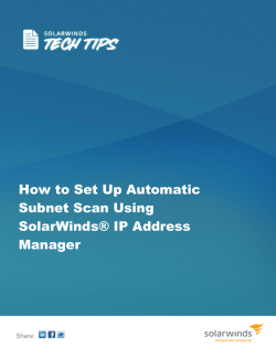 How to Set Up Automatic Subnet Scan Using SolarWinds® IP Address Manager