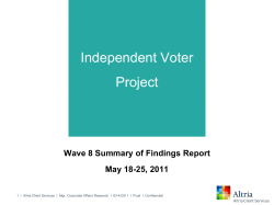 Independent Voter Project Wave 8 Summary of Findings Report May 18-25, 2011