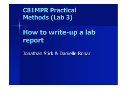 How to write-up a lab report C81MPR Practical Methods (Lab 3)