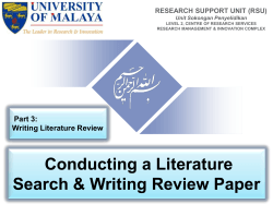 Conducting a Literature Search &amp; Writing Review Paper Part 3: Writing Literature Review